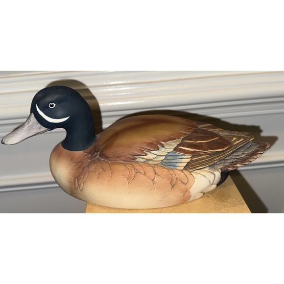 Andrea by Sadek Blue-Winged Teal Duck Figurine Decoy 12” Hand Painted Vintage - Picture 3 of 8